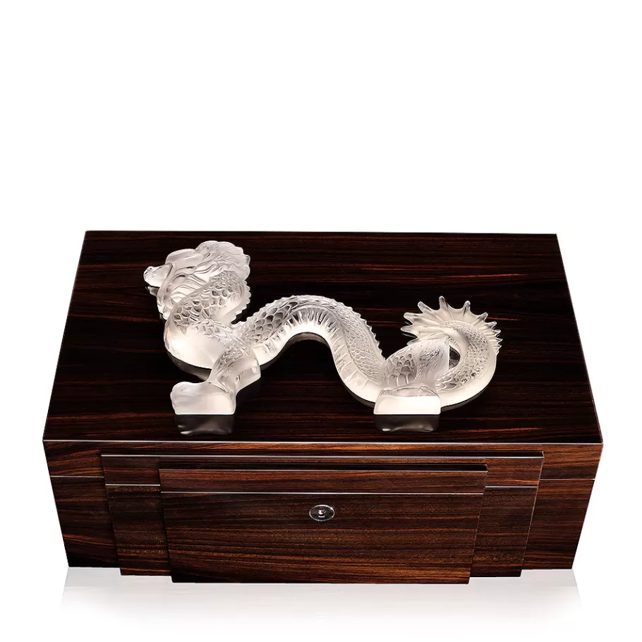 Lalique Boxes^Dragon jewellery box large size