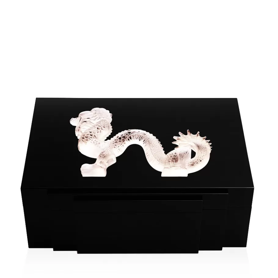 Lalique Boxes^Dragon jewellery box large size