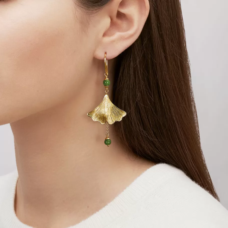 Lalique Earrings^Ginkgo earrings