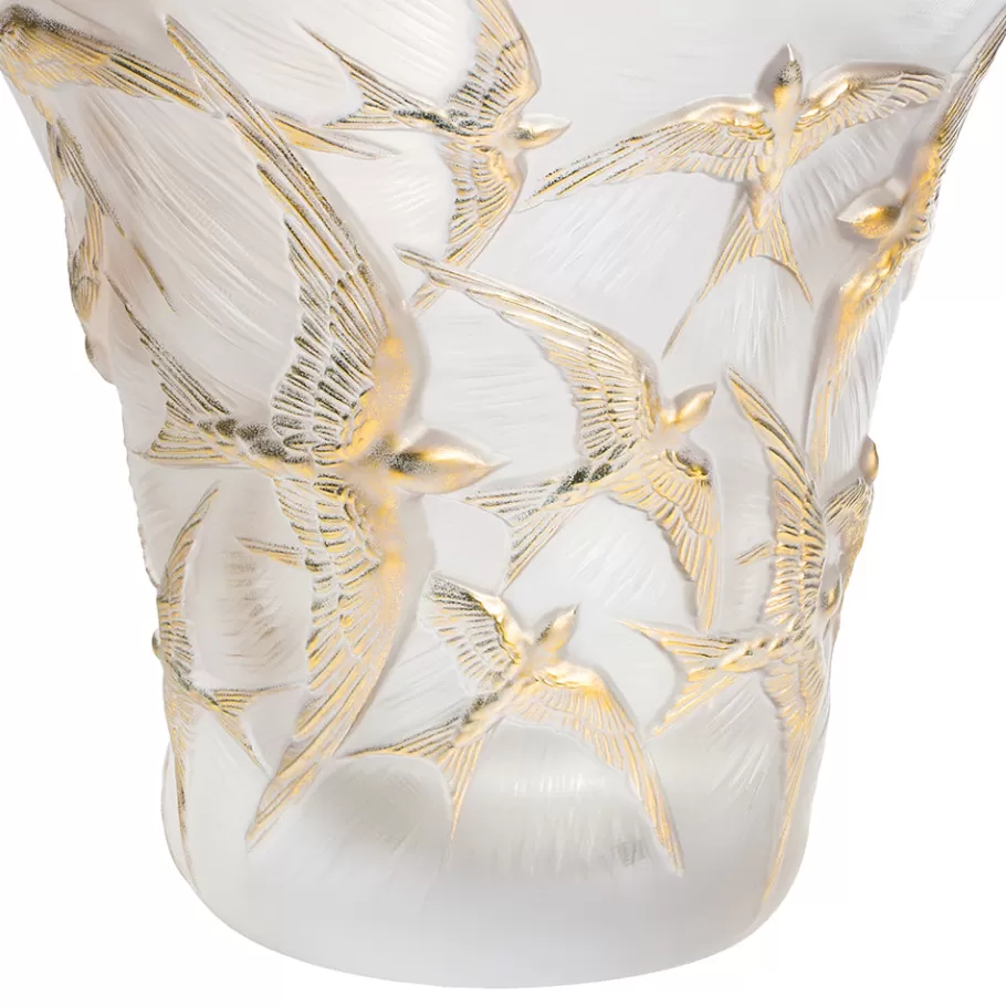 Lalique Vases^Hirondelles flared vase