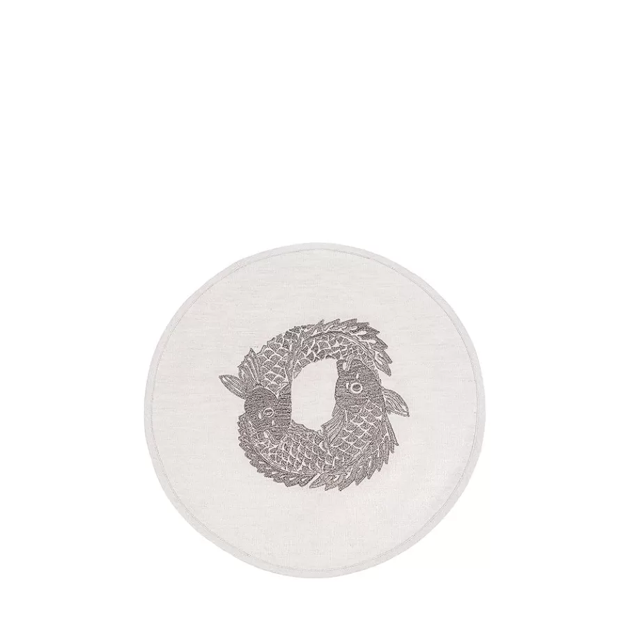 Lalique Soft Furnishings^Koi Circle embroidered placemat