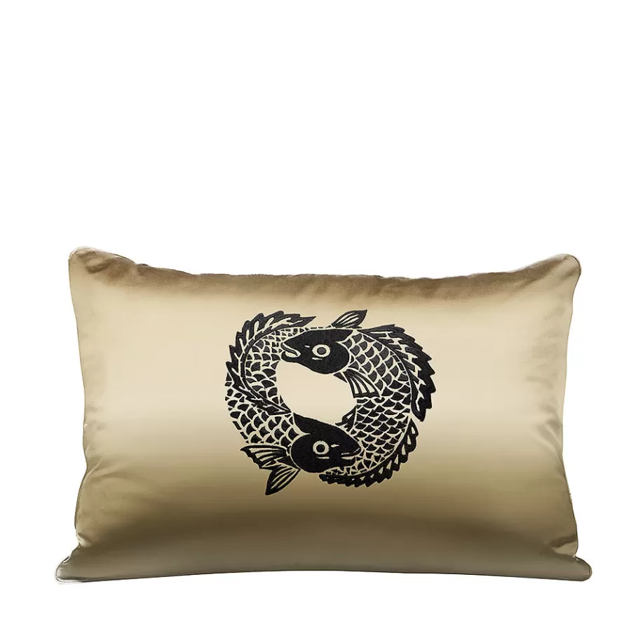 Lalique Soft Furnishings^Koi Circle embroidered rectangular cushion