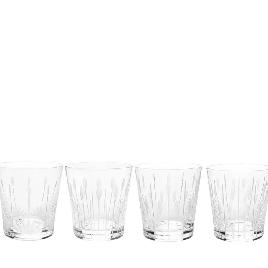 Lalique Glasses^Lotus, 4 tumblers set 30 cl