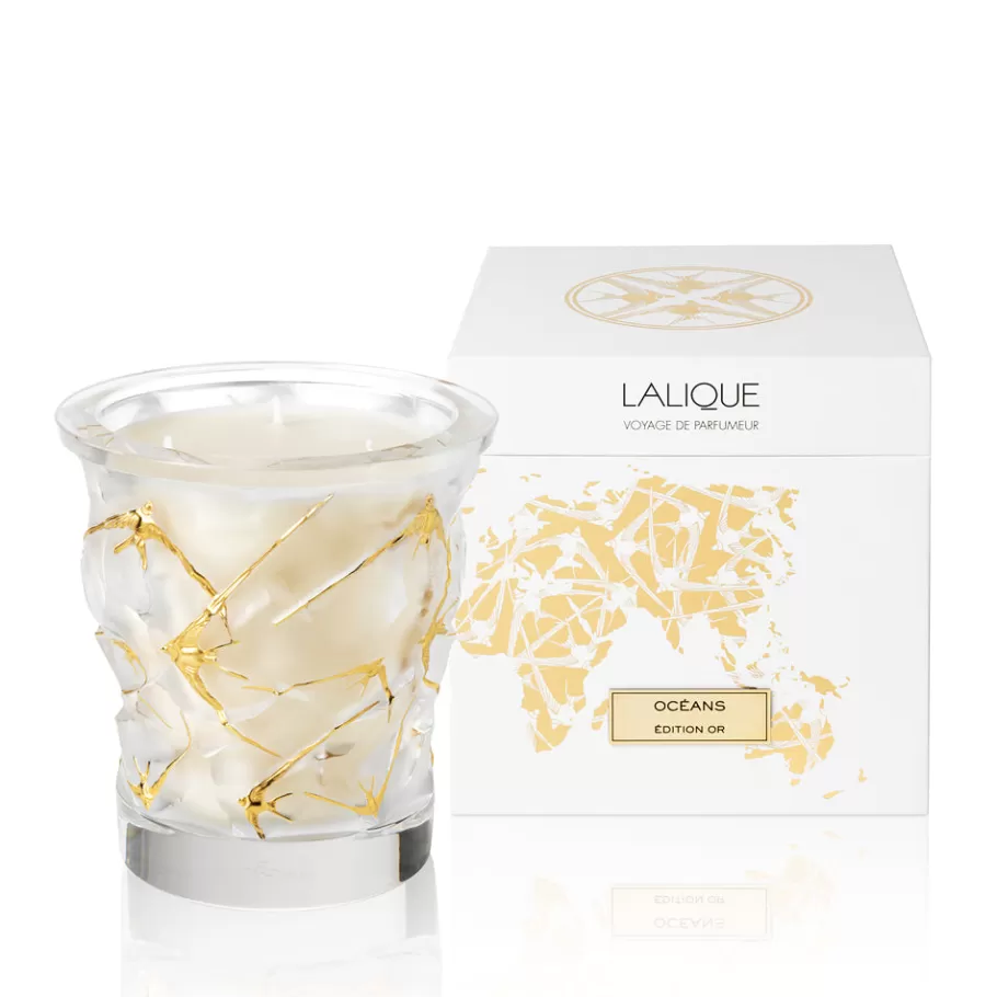 Lalique Crystal Editions | Crystal Candles^Oceans "Gold Edition", Crystal Scented Candle