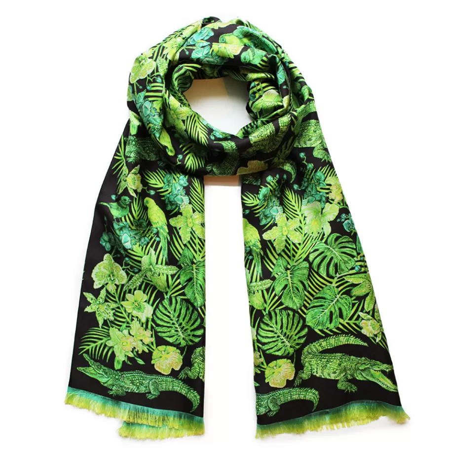 Lalique Scarves^Scarf by Ginny Litscher, Neon green Jungle design