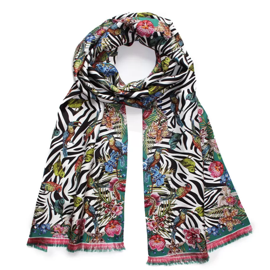 Lalique Scarves^Scarf by Ginny Litscher, Pink & black Zebra design