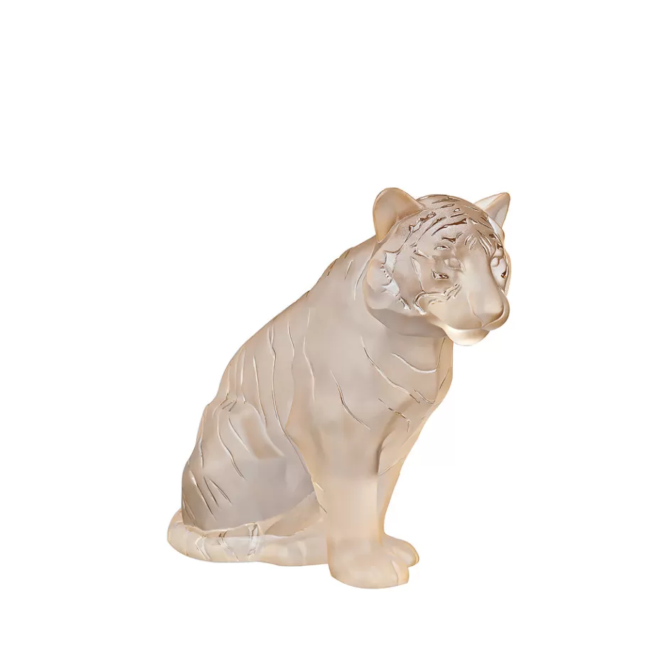 Lalique Sculptures^Sitting Tiger Large Sculpture