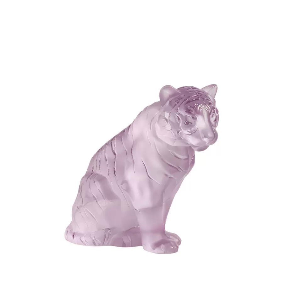 Lalique Sculptures^Sitting Tiger Large Sculpture